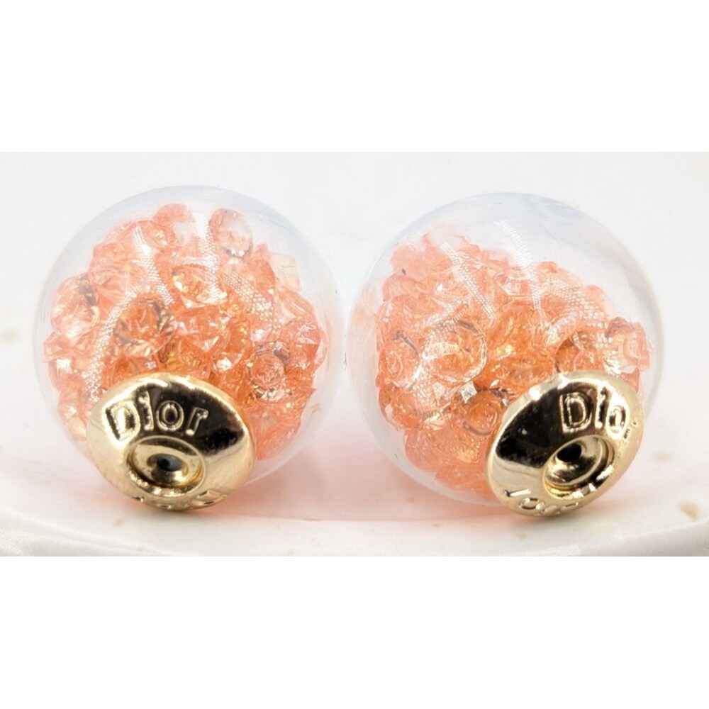 DIOR Signed Flower Resin Tribales Earring Backs Only Replacement Pink Clear x2